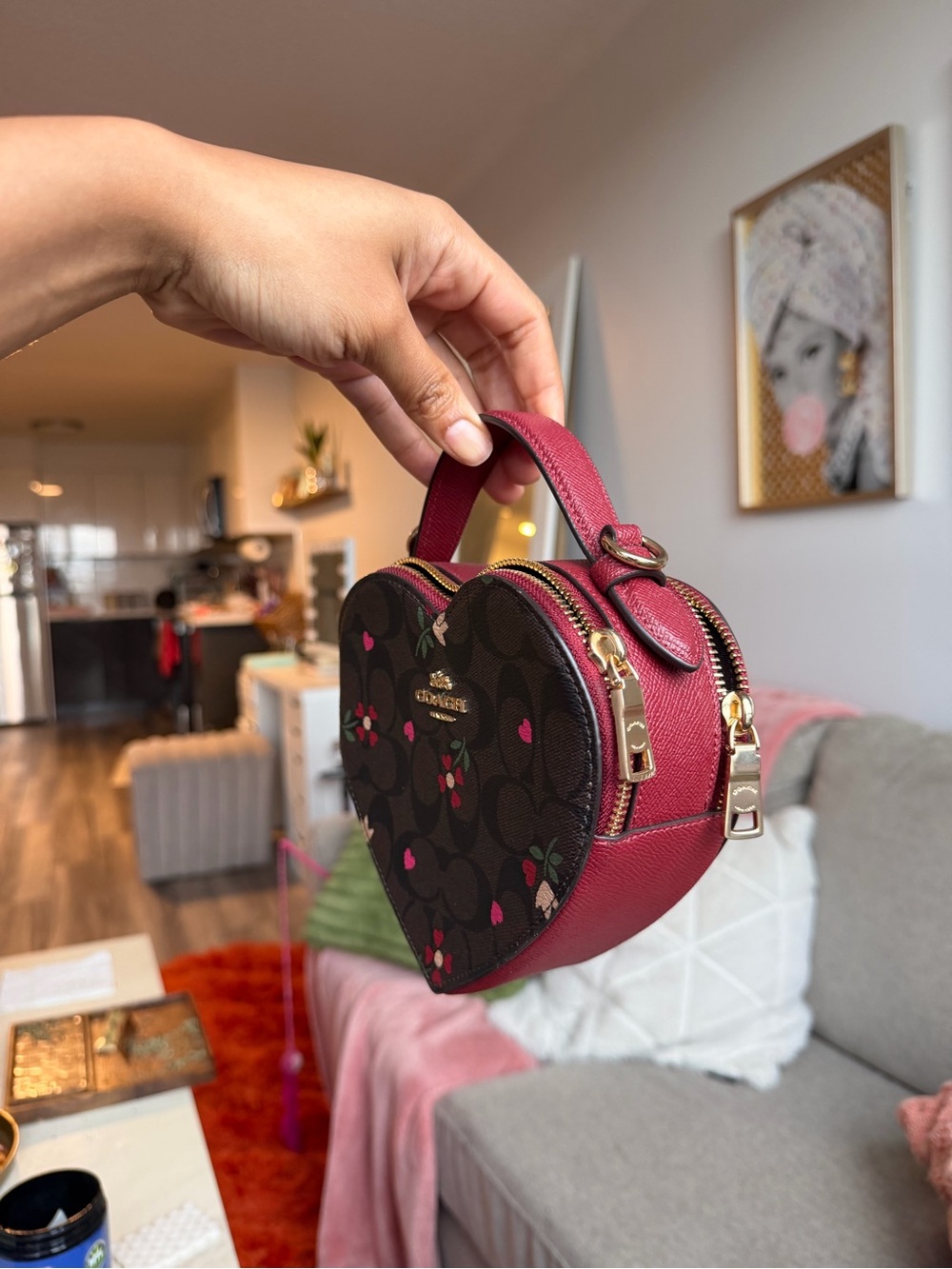 Coach Brown Signature Heart Mini Bag - Picture 2 of 5
